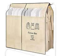 OTraki Housses de Vêtements 120 x 150 cm, Housse Vetement Suspendue Avec Velcro, Housse de Protection Vetement pour Robes Chemises Costume Canteaux, Facile à ouvrir et à fermer(Beige)