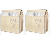 OTraki Housses de Vêtements 120 x 150 cm, Housse Vetement Suspendue Avec Velcro, Housse de Protection Vetement pour Robes Chemises Costume Canteaux, Facile à ouvrir et à fermer(Beige) (Lot de 2)