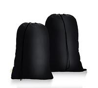 OTraki Lot de 2 Grand Sac à Linge Sale Voyage 60 x 80 cm Pliable Sac à Linge Sac de Rangement Cordon de Serrage pour Paniers à Linge Corbeilles à Linge Jouets Maison Dortoir Camp Collège (Noir)