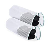 OTraki Lot de 2 sacs à linge en maille nid d'abeille avec fermeture éclair pour baskets, chaussures de course, chaussettes, soutien-gorge, produits délicats et jouets, blanc
