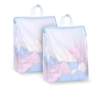 OTraki Sac Linge Maille 30 x 40 cm 2 Pcs Réutilisable Lavage Délicat | Filet Linge Machine Laver Poignée Fermeture Éclair Sac Lavage Robuste Anti-Déformation pour Lingerie