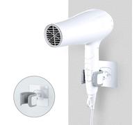 OTraki Support Mural Sèche-Cheveux 360° Adhésif Blanc | Support Adhésif Sèche-Cheveux Coussinet Souple TPU Organiseur Rangement Salle Bain Coiffeuse Hôtel Salon