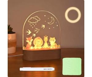OTraki Veilleuse Bébé Personnalisée,Lampe de Chevet Enfant DIY,Motif Animaux Cadeau Personnalisé Bebe,Cadeau Naissance Personnalisé, Baptême,Idee Cadeau Bapteme,Décoration Chambre Bébé en Acrylique