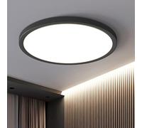 OTREN Plafonnier LED 48W, 4800LM Moderne Rond Luminaire Intérieur, IP44 Etanche Lumière de Salle de Bain, Ultra Mince Noir Lampe de Plafon pour Salon Chambre Cuisine Bureau, Blanc Naturel 4000K, Ø40cm