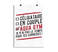 Otshirt Affiche célibataire en Couple Aqua Gym | Imprimé en France, Cadeau Humour décoration Murale Poster Citation Anniversaire