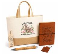 Otshirt Coffret Cadeau Braques de Weimar Une Fille | Sac Cabas Coton et Jute 18 L, Carnet, Stylo Bambou, Porte-Clés, Marque-Page | 5 Pièces | Idée Cadeau Maman de Chien Noël Départ