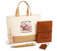 Otshirt Coffret Cadeau Carrossière Une Fille | Sac Cabas Coton et Jute 18 L, Carnet, Stylo Bambou, Porte-Clés, Marque-Page | 5 Pièces | Idée Cadeau Noël Départ