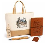 Otshirt Coffret Cadeau Juste un gars qui aime les malamutes | Sac Cabas Coton et Jute 18 L, Carnet, Stylo Bambou, Porte-Clés, Marque-Page | 5 Pièces | Idée Cadeau Papa de Chien Noël Départ