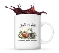 Otshirt Mug Football américain Une Fille | Tasse Céramique 330 ml Recto Verso Passe au Lave-Vaisselle | Café Thé Bureau Maison | Idée Cadeau Joueuse Collègue Noël Départ