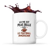 Otshirt Mug La vie est plus belle avec le football américain | Tasse Céramique 330 ml Recto Verso Passe au Lave-Vaisselle | Café Thé Bureau Maison | Idée Cadeau Collègue Noël Départ