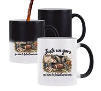 Otshirt Mug Magique Juste un gars qui aime le football américain | Tasse qui Change de Couleur à la Chaleur, Céramique 300 ml Recto Verso | Idée Cadeau Joueur Noël Anniversaire