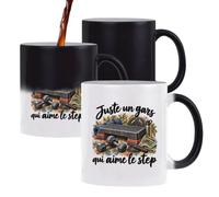 Otshirt Mug Magique Juste un gars qui aime le step | Tasse qui Change de Couleur à la Chaleur, Céramique 300 ml Recto Verso | Idée Cadeau Sportif Noël Anniversaire