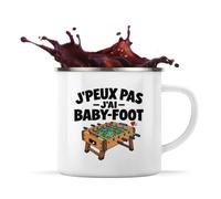 Otshirt Mug Métal Émaillé Baby-Foot J'peux pas | Tasse de Camping 300 ml Recto Verso Passe au Lave-Vaisselle | Randonnée Bivouac Bureau | Idée Cadeau Joueur et Joueuse de Baby-Foot Noël Départ