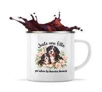 Otshirt Mug Métal Émaillé Bouviers bernois Une Fille | Tasse de Camping 300 ml Recto Verso Passe au Lave-Vaisselle | Randonnée Bivouac Bureau | Idée Cadeau Maman de Chien Noël Départ