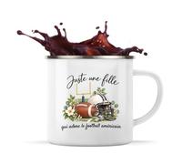 Otshirt Mug Métal Émaillé Football américain Une Fille | Tasse de Camping 300 ml Recto Verso Passe au Lave-Vaisselle | Randonnée Bivouac Bureau | Idée Cadeau Joueuse Noël Départ