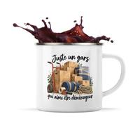Otshirt Mug Métal Émaillé Juste un gars qui aime être déménageur | Tasse de Camping 300 ml Recto Verso Passe au Lave-Vaisselle | Randonnée Bivouac Bureau | Idée Cadeau Noël Départ