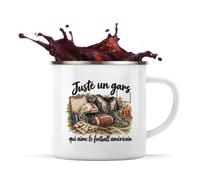 Otshirt Mug Métal Émaillé Juste un gars qui aime le football américain | Tasse de Camping 300 ml Recto Verso Passe au Lave-Vaisselle | Randonnée Bivouac Bureau | Idée Cadeau Joueur Noël Départ