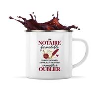 Otshirt Mug Métal Émaillé Notaire Formidable | Tasse de Camping 300 ml Recto Verso Passe au Lave-Vaisselle | Randonnée Bivouac Bureau | Idée Cadeau Noël Départ