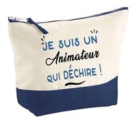 Otshirt Pochette d'un Animateur Qui déchire - Pouch - Idée Trousse Bleue Grand Format Personnalisable Cadeau Anniversaire Fête Original Famille Travail Départ Collègue Retraite Noël.