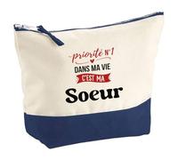 Otshirt Pochette Priorite N1 dans ma Vie C'est ma Sœur - Pouch - Idée Pochette Rangement Cadeau Anniversaire Fête Original Famille Travail Départ Collègue Retraite Noël.
