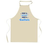 Otshirt Tablier 100% Génial 100% Gallois - Apron - Idée Tablier de Cuisine Cadeau Anniversaire Fête Original Famille Travail Départ Collègue Retraite Noël.