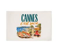 Otshirt Tapis de Bain Cannes C'est sacré | Idée Cadeau Souvenir Ville Anniversaire Noël | Coton 725 g/m² 61 × 40 cm Lavable en Machine | Salle de Bain et WC