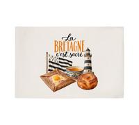 Otshirt Tapis de Bain La Bretagne C'est sacré | Idée Cadeau Souvenir Région Anniversaire Noël | Coton 725 g/m² 61 × 40 cm Lavable en Machine | Salle de Bain et WC