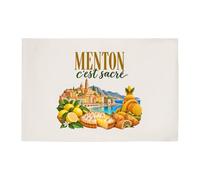 Otshirt Tapis de Bain Menton C'est sacré | Idée Cadeau Souvenir Ville Anniversaire Noël | Coton 725 g/m² 61 × 40 cm Lavable en Machine | Salle de Bain et WC