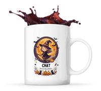 Otshirt Tasse Chat - Joyeux Halloween 2 - Mug - Idée Tasse Personnalisable Cadeau Anniversaire Fête Original Famille Travail Départ Collègue Retraite Noël.