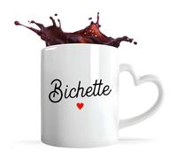 Otshirt Tasse Coeur Pas Cher Bichette | Mug avec anse en forme de Coeur | Idée Cadeau Petite Amie Copine Femme Parfaite Drôle Humour Original Anniversaire Amour Unique