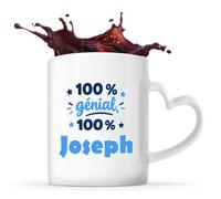 Otshirt Tasse Cœur 100% Génial 100% Joseph - Mug - Idée Tasse Personnalisable en forme de Cœur Cadeau Anniversaire Fête Original Famille Travail Départ Collègue Retraite Noël.