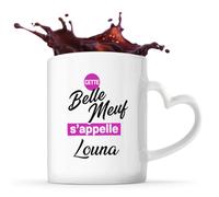 Otshirt Tasse Cœur Cette belle meuf sappelle Louna - Mug - Idée Tasse Personnalisable en forme de Cœur Cadeau Anniversaire Fête Original Famille Travail Départ Collègue Retraite Noël.