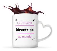 Otshirt Tasse Cœur La meilleure Directrice au monde 2 - Mug - Idée Tasse Personnalisable en forme de Cœur Cadeau Anniversaire Fête Original Famille Travail Départ Collègue Retraite Noël.