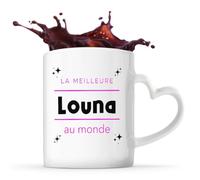 Otshirt Tasse Cœur La meilleure Louna au monde 2 - Mug - Idée Tasse Personnalisable en forme de Cœur Cadeau Anniversaire Fête Original Famille Travail Départ Collègue Retraite Noël.