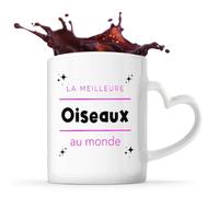 Otshirt Tasse Cœur La meilleure Oiseaux au monde 2 - Mug - Idée Tasse Personnalisable en forme de Cœur Cadeau Anniversaire Fête Original Famille Travail Départ Collègue Retraite Noël.