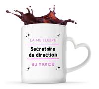 Otshirt Tasse Cœur La meilleure Secretaire de direction au monde 2 - Mug - Idée Tasse Personnalisable en forme de Cœur Cadeau Anniversaire Fête Original Famille Travail Départ Collègue Retraite Noël.