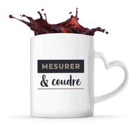 Otshirt Tasse Cœur Mesurer Coudre - Mug - Idée Tasse Personnalisable en forme de Cœur Cadeau Anniversaire Fête Original Famille Travail Départ Collègue Retraite Noël. - Bleu&Marron - 4