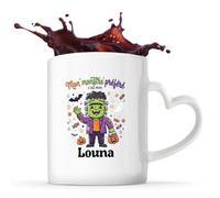 Otshirt Tasse Cœur Mon Monstre Préféré C'est Mon Louna - Mug - Idée Tasse Personnalisable en forme de Cœur Cadeau Anniversaire Fête Original Famille Travail Départ Collègue Retraite Noël.