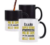 Otshirt Tasse Magique Belle-Sœur Super Héro | Mug qui change couleur avec la chaleur | Idée Cadeau Belle Sœur Humour Original Noël Anniversaire Famille Amour