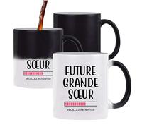 Otshirt Tasse Magique Future Grande Sœur | Mug qui change couleur avec la chaleur | Idée Cadeau Sœur Humour Original Noël Anniversaire Fête Famille Amour