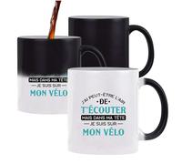 Otshirt Tasse Magique Je Suis sur mon Vélo | Mug qui change couleur avec la chaleur | Idée Cadeau Vélo Cycliste Humour Cadeau Drôle Original Cyclisme Route Passion