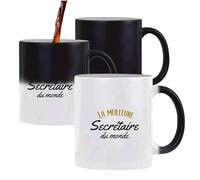 Otshirt Tasse Magique La meilleure secrétaire du monde | Mug | Idée Tasse Personnalisable qui change de couleur Cadeau Anniversaire Fête Original Famille Travail Départ Collègue Retraite Noël.