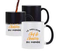 Otshirt Tasse Magique Le meilleur chef de chantier du monde | Mug | Idée Tasse Personnalisable qui change de couleur Cadeau Anniversaire Fête Original Famille Travail Départ Collègue Retraite Noël.