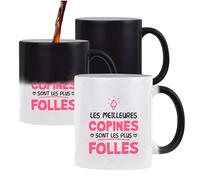 Otshirt Tasse Magique Les Meilleures Copines les Plus Folles | Mug qui change couleur avec la chaleur | Idée Cadeau Amie Copine Humour Original Noël Anniversaire Amour