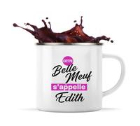 Otshirt Tasse Métal Cette belle meuf sappelle Edith - Mug - Idée Tasse Personnalisable en Métal Cadeau Anniversaire Camping Fête Original Famille Travail Départ Collègue Retraite Noël.
