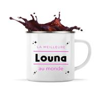 Otshirt Tasse Métal La meilleure Louna au monde 2 - Mug - Idée Tasse Personnalisable en Métal Cadeau Anniversaire Camping Fête Original Famille Travail Départ Collègue Retraite Noël.