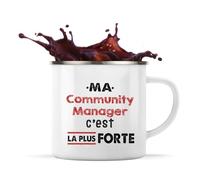 Otshirt Tasse Métal Ma Community Manager C'est la plus forte - Mug - Idée Tasse Personnalisable en Métal Cadeau Anniversaire Camping Fête Original Famille Travail Départ Collègue Retraite Noël.