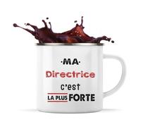 Otshirt Tasse Métal Ma Directrice C'est la plus forte - Mug - Idée Tasse Personnalisable en Métal Cadeau Anniversaire Camping Fête Original Famille Travail Départ Collègue Retraite Noël.