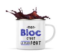 Otshirt Tasse Métal Mon Bloc C'est le plus fort - Mug - Idée Tasse Personnalisable en Métal Cadeau Anniversaire Camping Fête Original Famille Travail Départ Collègue Retraite Noël.