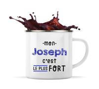 Otshirt Tasse Métal Mon Joseph C'est le plus fort - Mug - Idée Tasse Personnalisable en Métal Cadeau Anniversaire Camping Fête Original Famille Travail Départ Collègue Retraite Noël.